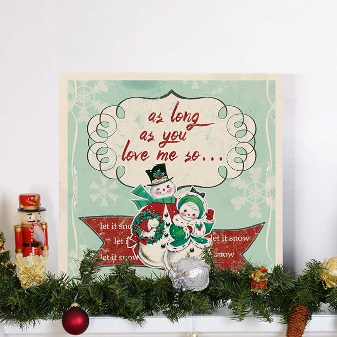Renditions Gallery Let it Snow Couple Wall Art, Christmas & Winter Artwork, Cute Pair of Snowmen Holiday Decor, Premium Gallery Wrapped Canvas, Ready to Hang, 16 in H x 16 in W, Made in America