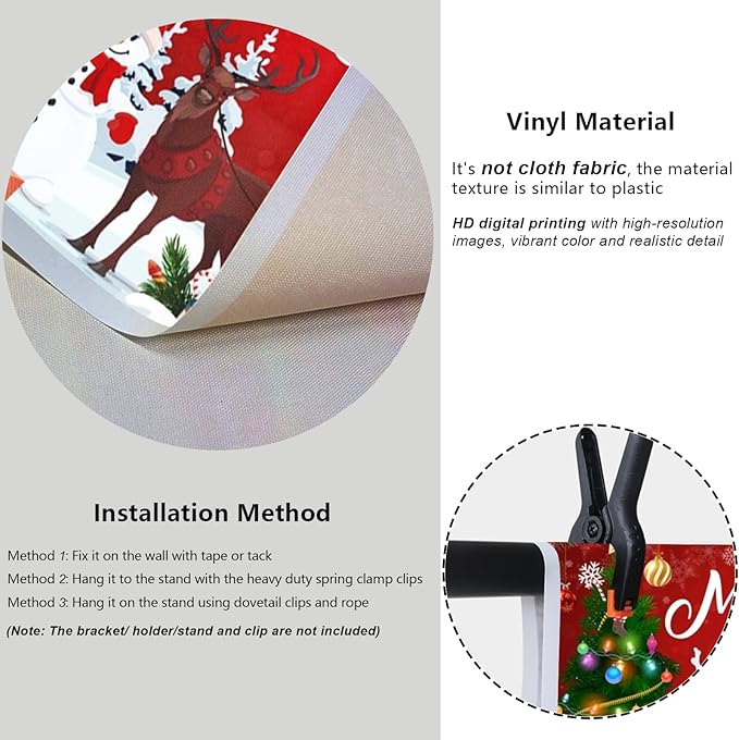 YongFoto Merry Christmas Backdrop 20x10ft Snowman Christmas Tree Santa Clause Elk Photography Background Happy New Year Xmas Eve Family Party Banner Room Decorations Photoshoot Wallpaper Photo Booth