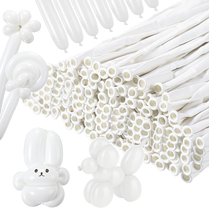 Lenwen 1000 Pcs Long Balloons Bulk 260 Latex Twisting Balloons Decoration for Birthday, Wedding, Festival, Clowns, Party Supplies(White)