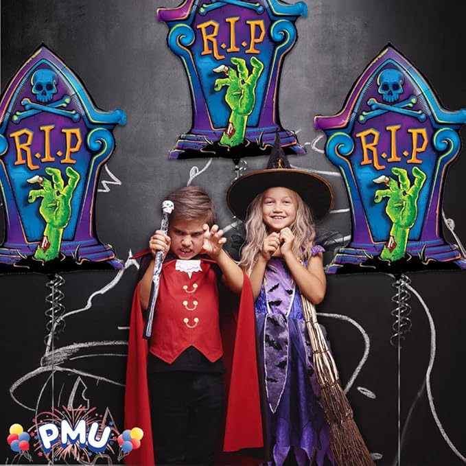 PMU 10 Pc Halloween R.I.P. Tombstone 36 Inch Jumbo Mylar-Foil Balloon