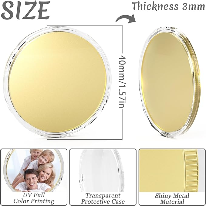 10 Custom Challenge Coins, Personalized Commemorative Coins with Logo Photo Text, Custom Memorial Gifts for Company Military Family Colleague Anniversary Wedding Couple Pocket Hug Tokens (Gold)