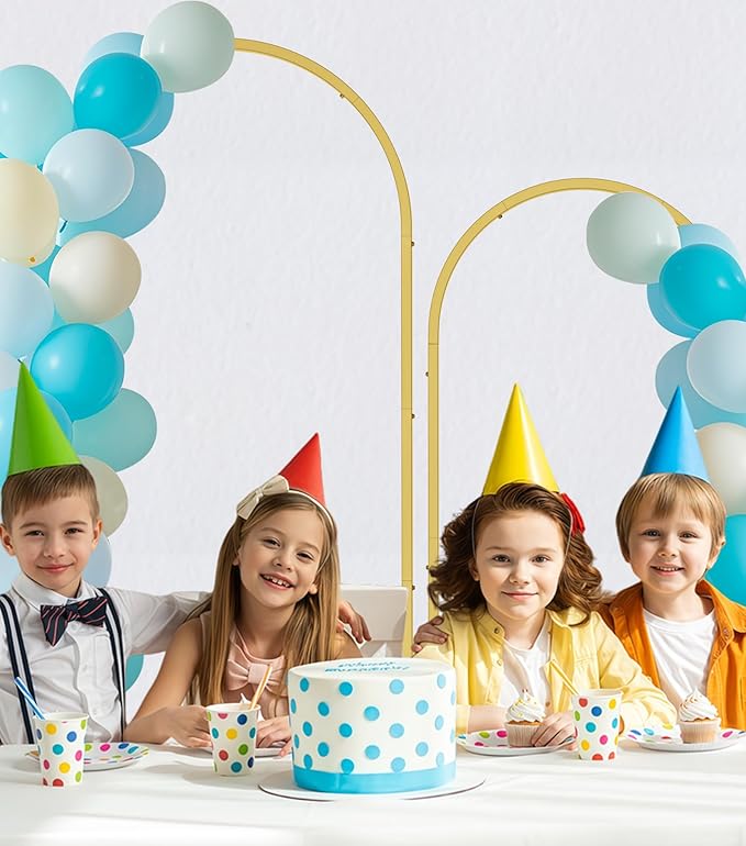 Wingedbird 3 Pack Gold Metal Arch Backdrop Stand – 4FT 5FT 6FT Balloon Arch Frame for Weddings, Easy Assembly, Indoor Outdoor Use, with Storage Bag, Durable Metal Construction