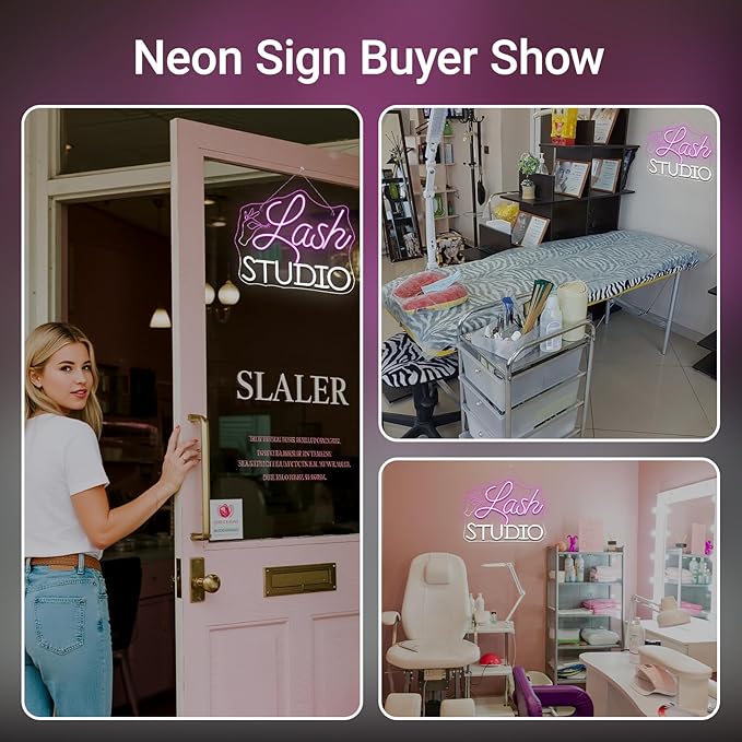 Lash Studio Neon Sign Eyelashes Room Neon Signs For Wall Decor Dimmable Led Light Spa Beauty Makeup Salon Studio Barber Shops Decoration Lash Tech Gifts Usb Powered 14.6" X 7.5"
