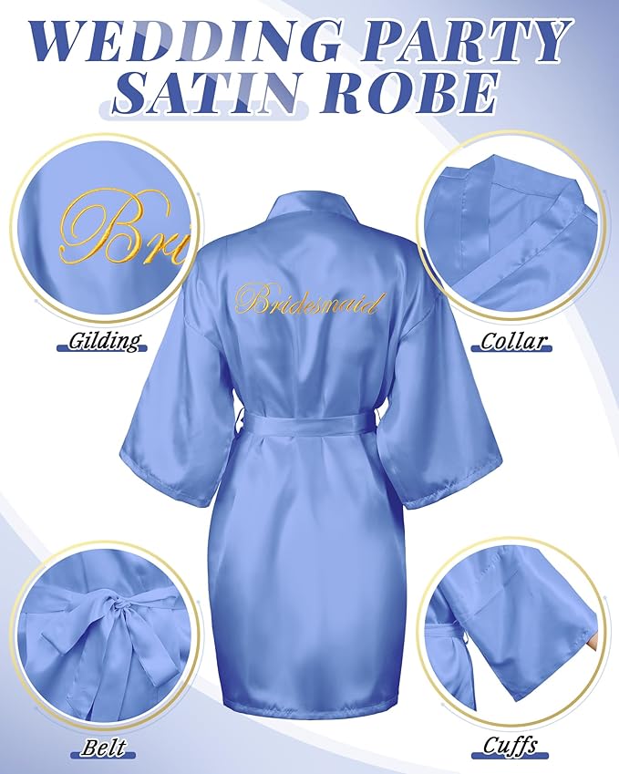 Jecery 12 Pcs Bridesmaid Robes Bride Kimono for Wedding Day Satin Embroidered Bridal Party Robes