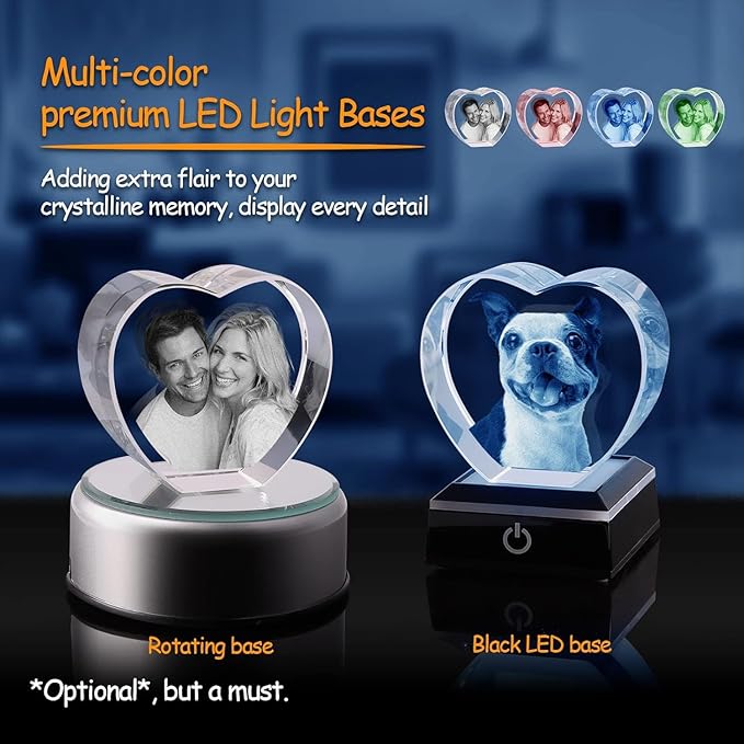 3D Crystal Photo, Personalized Valentine’s Day Gift, Customized Gifts for Wife, Women, Him, Her, Dad and Mom. Custom Picture Gifts for Valentine’s Day, Mother's Day, Father’s Day, Birthday, Wedding & Anniversary. Upright Heart Crystal Keepsake