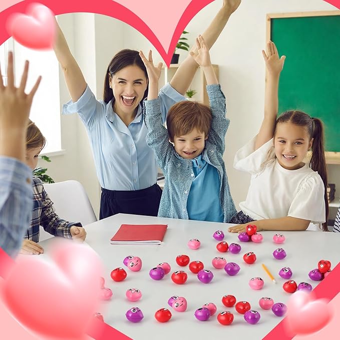 150 Pcs Valentine's Day Heart Stress Balls 1.5 Inch Stress Balls Anxiety Relief Toys Party Favors Adults (Expression)