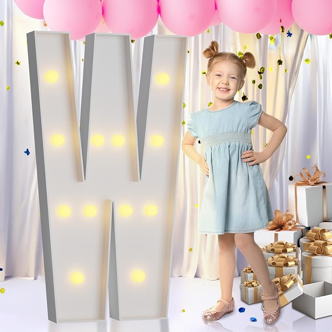 imprsv Light Up Letters, 4FT Marquee Letters for Birthday Wedding Engagement Party Decor, Large Marquee W for Party Decoration Arch Kit Decorations