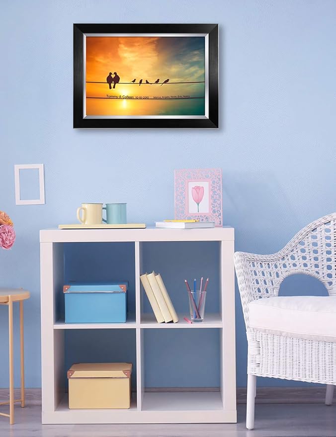 IPIC - We Are Family Personalized Artwork with Names, Customized Gift for Anniversary. Giclee Wall Art with High Grade Frame. Picture Size: 18x12,Total Size: 21X15