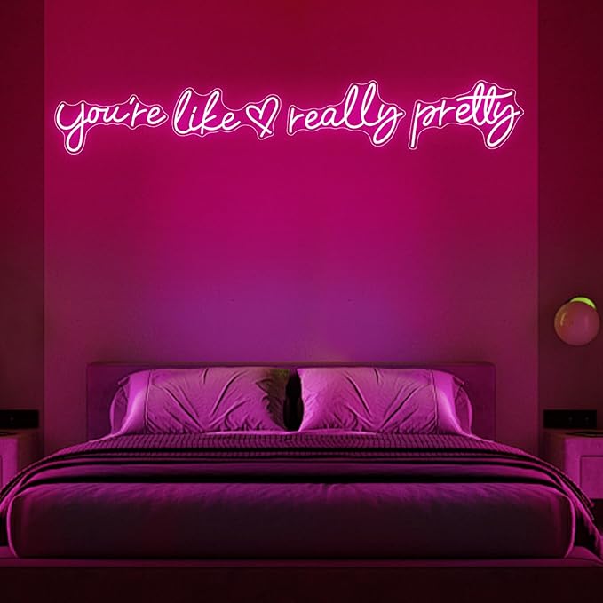 You're Like Really Pretty Neon Sign, Led Neon Light for Wall Decor,Light Up Sign for Wedding, Engagement,adapter Powered Led Neon Signs for Bedroom Decor（Super Large Style/88.2in）