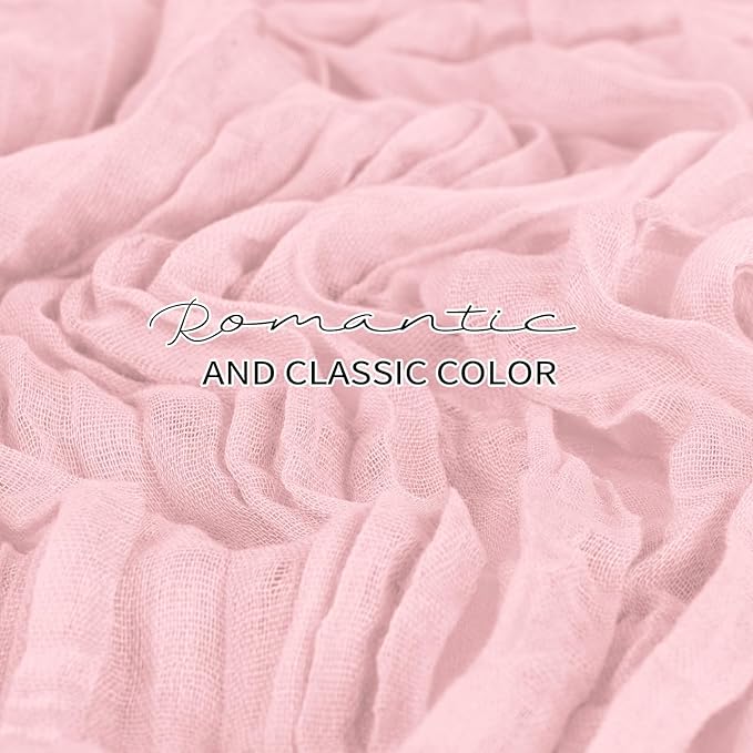 12 Pack Cheesecloth Table Runner 20 x 120 inch Cheese Cloth Table Runner Bulk,Romantic Boho Sheer Gauze Fabric Table Runners for Wedding Reception,Party,Bridal Shower Table Decor(Light Pink)