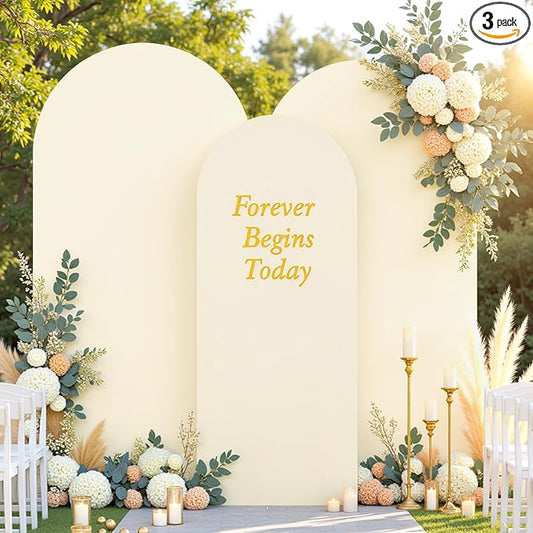 Beige Arch Cover 3 Set - 4FT, 5FT, 6FT Arch Backdrop Cover Spandex Fitted Wedding Arch Stand Covers for Baby Shower Birthday Party Wedding Bridal Shower Ceremony Banquet Photo Background Decorations