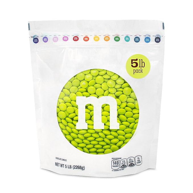 M&M’S WORLD Electric Green Milk Chocolate Candy, 5lbs, Bar