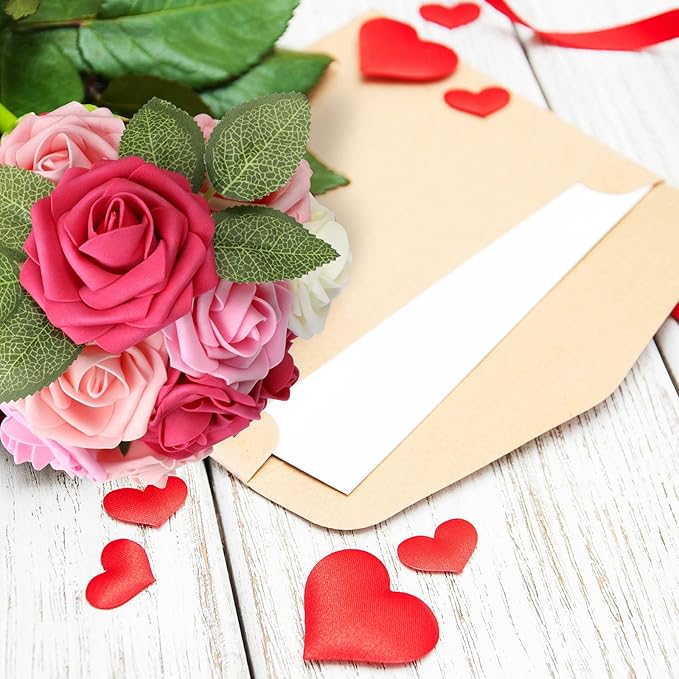AmyHomie Artificial Flower Seriesa Red Rose 100pcs Real Looking Fake Roses w/Stem for DIY Wedding Bouquets Centerpieces Arrangements Party Baby Shower Valentines Day Christmas Tree Decorations