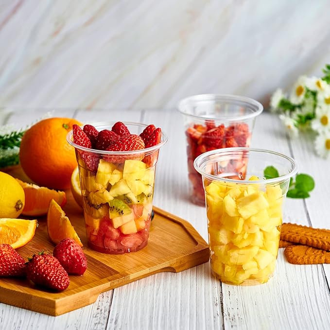 Lilymicky 1000 Pack 12 oz Clear Plastic Cups, PET Disposable Drinking Cups, Crystal Clear, Perfect for Ice Coffee, Smoothie, Soda, or Any Cold Drinks