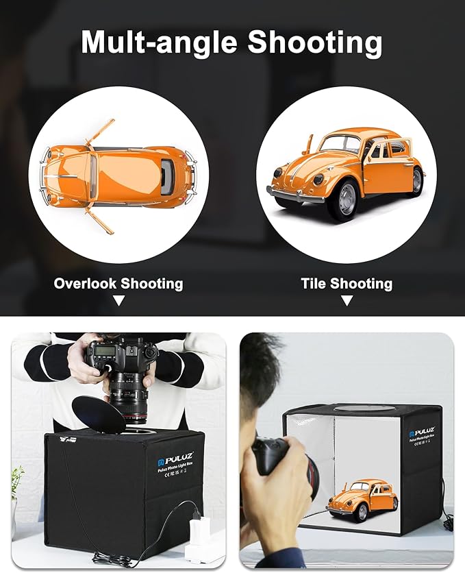 PULUZ Mini Photo Studio Light Box, Photo Shooting Tent kit, Portable Folding Photography Light Tent with CRI >95 104pcs LED Light & 6 Kinds Double-Sided Color Backgrounds for Small Size Products
