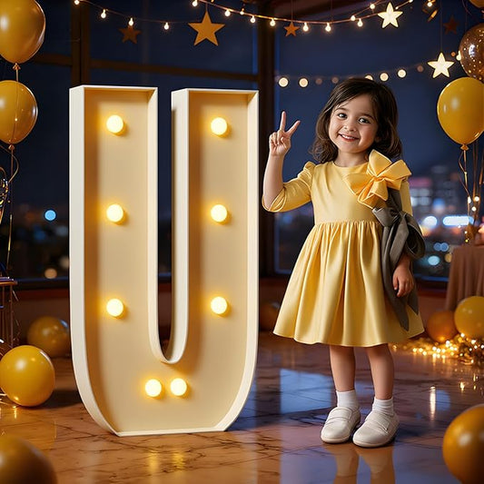 Marquee Letters 3 Feet Tall Large Light Up Letters U Happy Birthday Decorations Marry Me Engagement Party Decor Yellow Light Birthday Decorations Balloon Arch Kit Foam Sign U