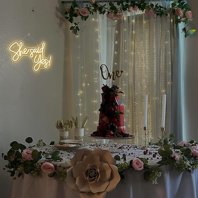 Gamerneon She Said Yes Neon Sign Warm White LED Word Neon Lights for Wall Decor Proposal Decorations USB Letter Neon Light Signs for Bachelorette Engagement Party Bridal Shower Romantic Night