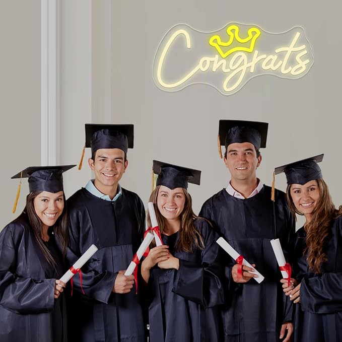 Congrats Grad Neon Sign with Crown, Graduation Decorations 2026 Congrats Led Light Signs for Wall Decor, Bedroom Bar Club Colleges Wedding Birthday Party Decor Gifts
