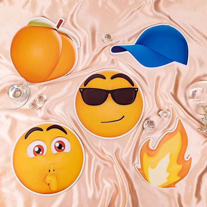 (Moji Pack) Elevate Your Photo Booth Experience with Durable & Waterproof Photo Booth Props - Perfect for Weddings, Birthdays, & Photo Booth Businesses - PVC Foamboard Photo Props -10 Pieces per Set