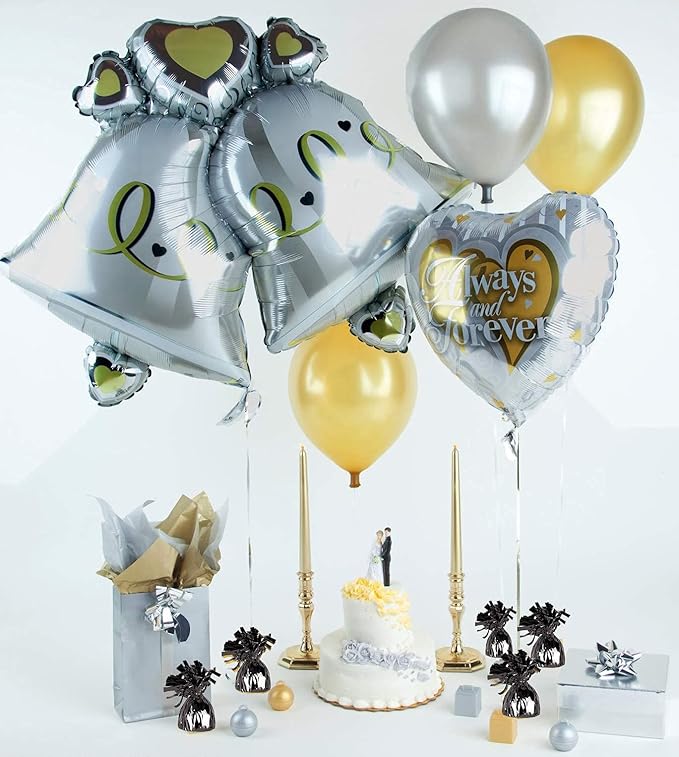 Helium Tank for Balloons At Home, 50 Balloons and White Ribbon, 12 Black Balloon Weights, Plus Balloon Tying Tool