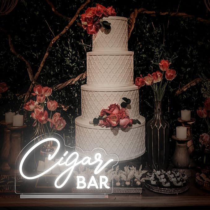 Neon Sign Tabletop, White Wedding LED Neon Light with Stand, Handmade Night Lamp for Wedding Event Party Man Cave Home Pub Club Reception Dessert Table Sign - 15''