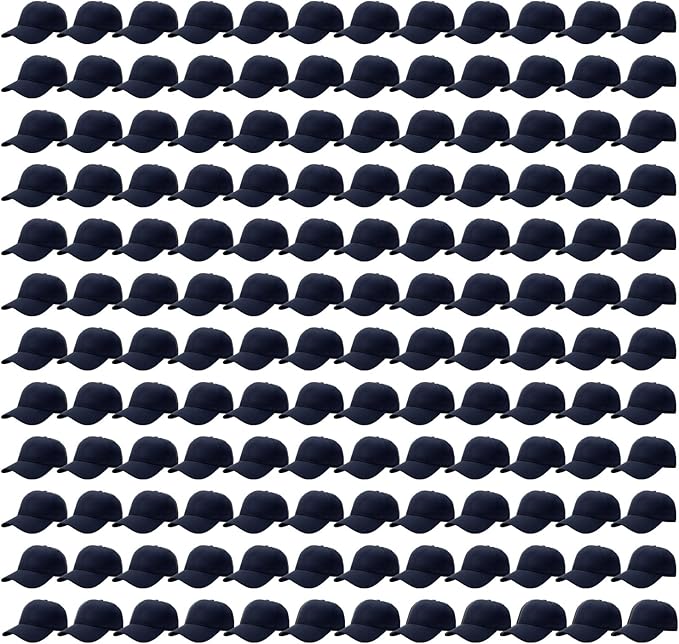 Falari 24/144 Pack Unisex Baseball Cap Bulk Wholesale Plain Blank Hat Adjustable Size