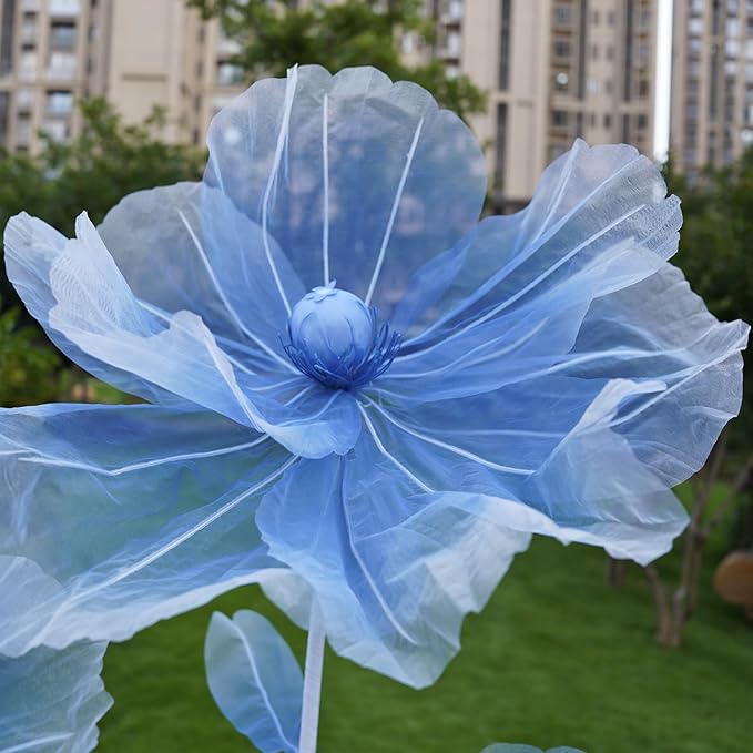 Giant Flowers for Decoration,Artificial Silk Flowers with Stand,Large Fake Floral Decor for Home Garden,Indoor Outdoor Party Birthday Wedding Backdrop (Gradient Blue)