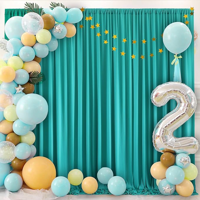 10 ft x 20 ft Wrinkle Free Turquoise Backdrop Curtain for Parties, Thick Polyester Teal Photo Backdrop Drapes,4 Panels 5ft x 10ft for Baby Shower Wedding Engagement Birthday Mermaid Party