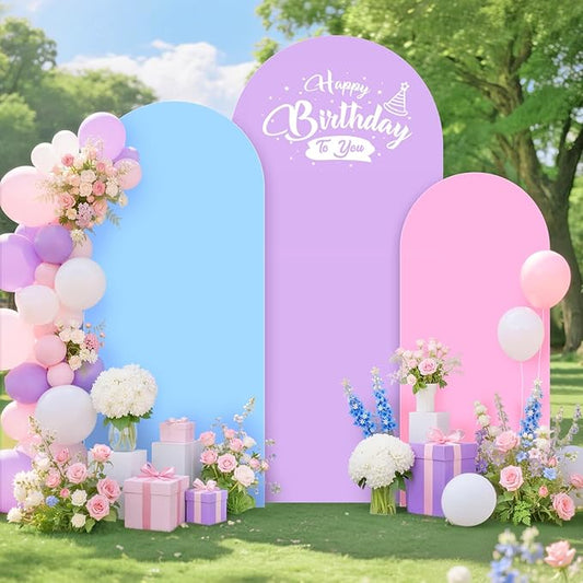 Arch Covers Stretchy Backdrops Set of 3 Wedding Arch Backdrop Cover 7.2FT 6.6FT 6FT Rainbow Arched Stand Cover Chiara Backdrop Covers Arches Spandex for Baby Shower Graduation Wedding Arches Decor