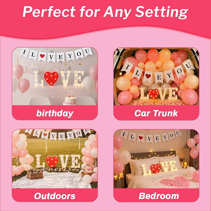 Valentine's Day Car Trunk Decoration Kit, with Balloon Rose Petals and I Love You Logo, Suitable For Decorating Proposals and Surprise Sirthday Confessions | by Zounys