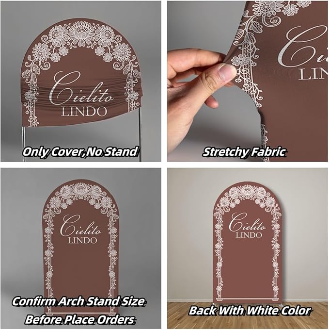 Beige Arch Backdrop Cover Birthday Party Baptism Cutie Baby Shower Arch Stand Spandex Covers Wedding Mexican First Fiesta Parties Decorations (4X7.2ft,G3760)