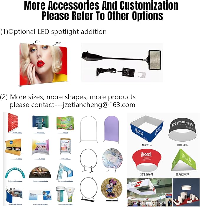 Customize Portable Tension Fabric Tradeshow Backdrop,Tradeshow Dispaly,Tradeshow Booth,Step and Repeat Pop Up Banner with Stand for Photo Background(Customize Size)