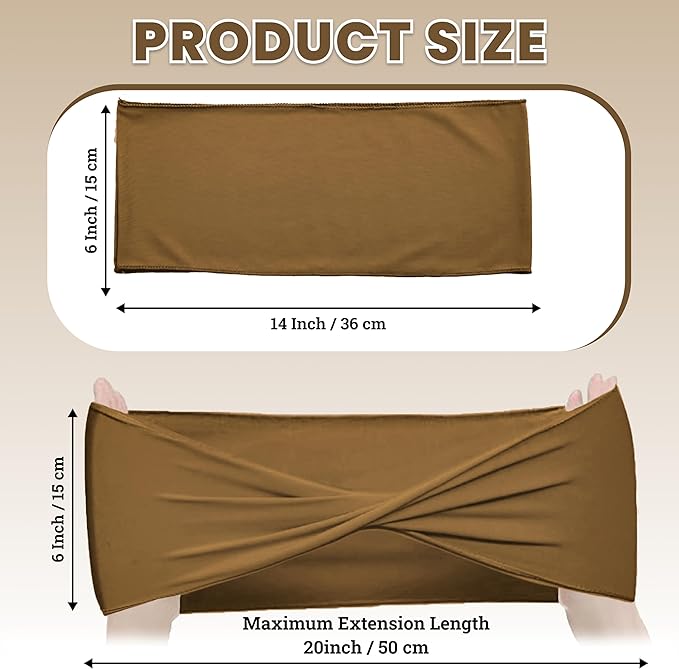 VDS Pack of 125 PCS | Mocha | Spandex Chair Sashes Bows Without Buckle | Stretch Elastic Banquet Universal Folding Chair Band Tie with for Wedding Party Conference Celebration Event Decoration
