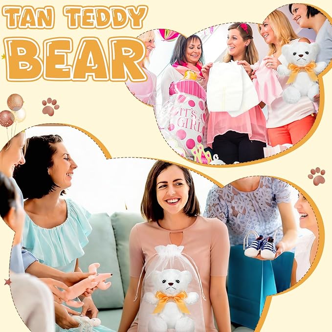 6 Sets Bear Blindfolded Diaper Changing Baby Shower Games Baby Dolls Diapers for Bridal Shower Gender Reveal Games Prizes Gifts for Adults Boys Girls (White)