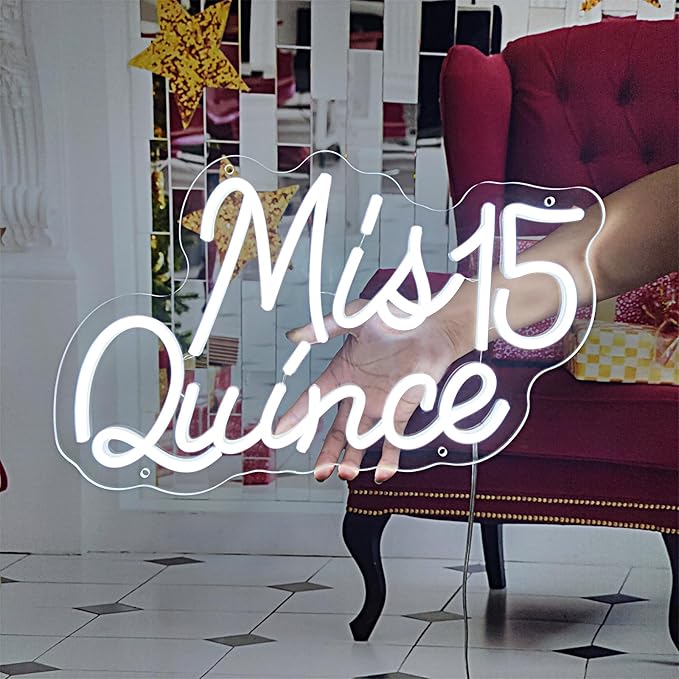 Mis Quince Neon Sign for Wall Decor,Happy Birthday Neon Signs for Bedroom Wall with Dimmable Switch for Any Age Children's Room, Bar, Party, Christmas, Wedding Decoration,SIGNVIA,40 * 25cm