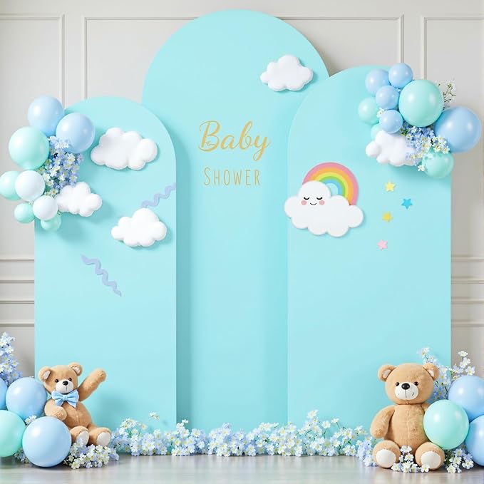 Blue and Purple Arch Cover 3 Set-7.2FT, 6.6FT, 6FT Arch Backdrop Cover Spandex Fitted 2- Color Fabric Stand Covers for Baby Shower Mermaid Theme Birthday Party Wedding Photo Background Decorations