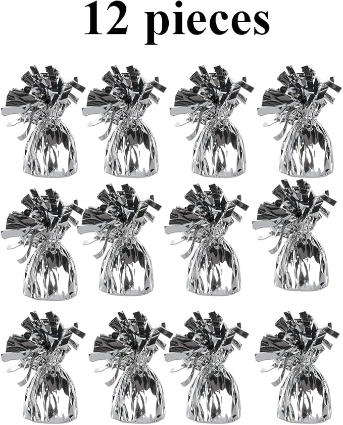 Balloon Time Disposable Helium Tank 14.9 cu.ft - 12 Silver Balloon Weights + Curling Ribbon and Flower Clips