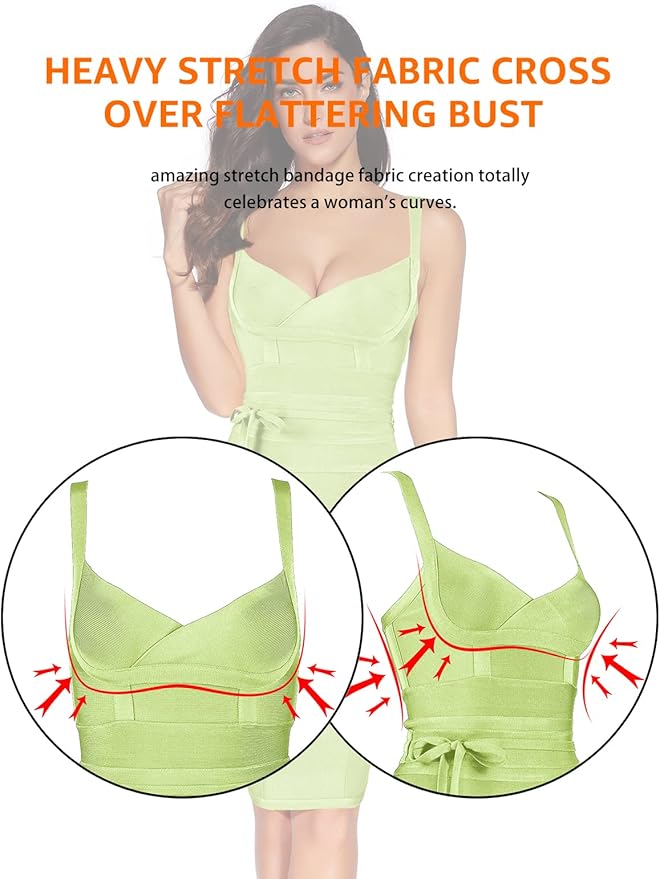 meilun Womens Rayon Belt Detail Bandage Bodycon Party Dress