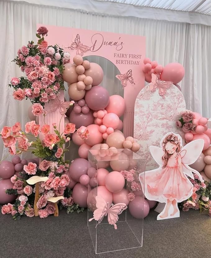 Arch Backdrop Cover Baby in Bloom Baby Shower Elastic Spandex Fabric Blue Pink Flower Floral Bows Girl Birthday Party Baptism Decoration (3x6ft(90x180cm),G4029)