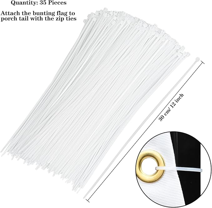 American Flag Bunting Patriotic Pleated Fan Flag USA Flags with Brass Grommets and Zip Ties for 4th of July Memorial Day Decoration Outdoor (10, 1.5x3 Feet)