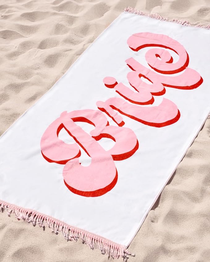 xo, Fetti Bride Beach Towel | Bachelorette Party Decorations, Bridal Shower Gift, Bridesmaid Favors, Engagement Party Supplies