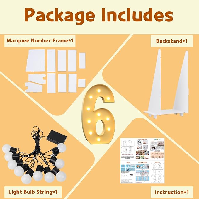 Imprsv 4FT Light Up Numbers and Letters, Marquee for 60th Birthday Decorations, Anniversary Party Decor, Mosaic for Balloons, Pre-Cut Foam Board Kit