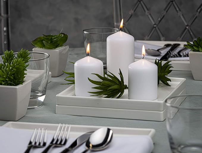 BOLSIUS 12 White Pillar Candles Bulk - 2.3 x 3 inch Candle Set - 17 Hours Clean Burning - No Palm Oil - 0% Animal Fat - Premium European Quality - Wedding, Party, Dinner & Emergency Candles