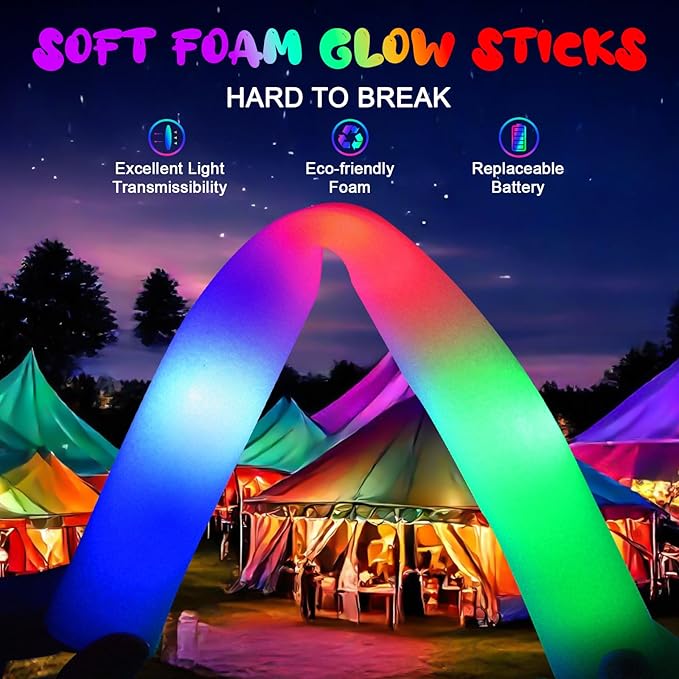 120 PCS Foam Glow Sticks with 3 Modes Colorful Flashing, LED Light Sticks, Glow in the Dark Party Suppliesfor Wedding, Raves, New Year Carnival