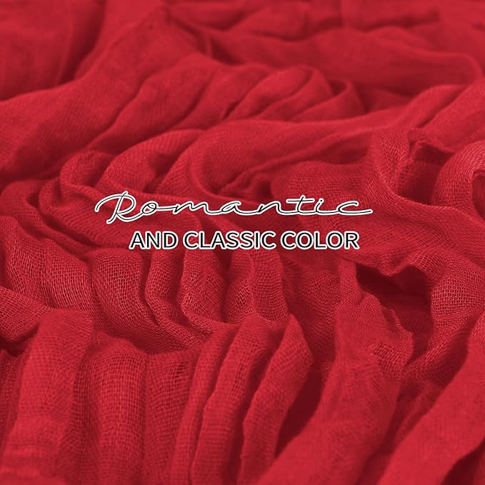 12 Pack Cheesecloth Table Runner 20 x 120 inch Cheese Cloth Table Runner Bulk,Romantic Boho Sheer Gauze Fabric Table Runners for Wedding Reception,Party,Bridal Shower Table Decor(Red)