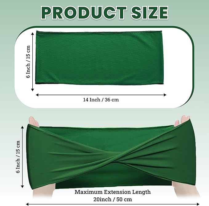 VDS Pack of 25 PCS | Green | Spandex Chair Sashes Bows Without Buckle | Stretch Elastic Banquet Universal Folding Chair Band Tie with for Wedding Party Conference Celebration Event Decoration