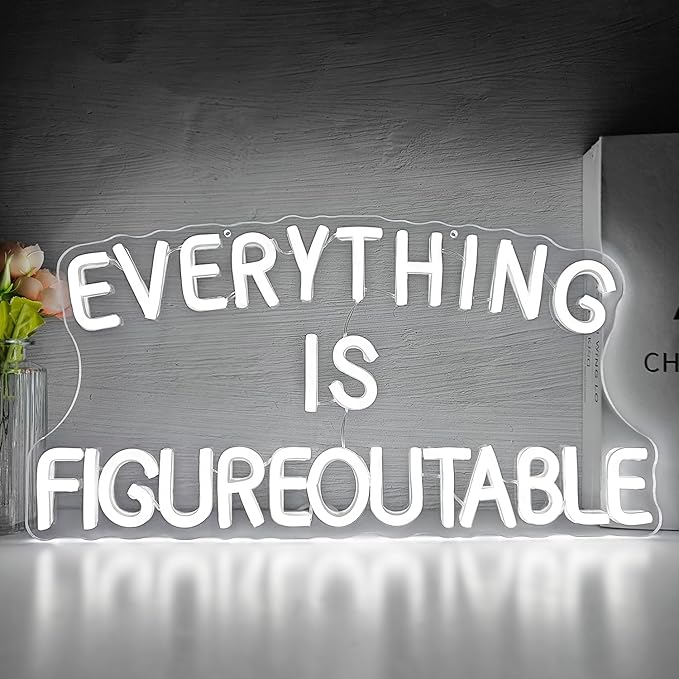 Everything is Figureoutable Neon Sign Dimmable Inspirational Neon Wall Art Motivational Neon Lights for Classroom Office Home Wall Decor Positive Gifts