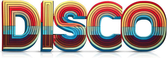 Bucherry 7.8ft Colorful Disco Letters Cardboard Cutout Stand up Life Size 70s 80s 90s Themed Party Decoration Backdrop Photo Props Standup for Birthday Hip Hop Retro Theme Party Supply
