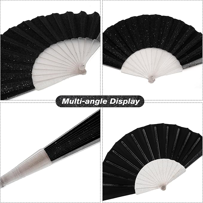 48 Pack Handheld Fan,Folding Hand Glitter fan with Shining Transparent Fan Rib – Ideal for Wedding, Church, Festival, Dance, Tea Party, Club, and EDM Accessories, Mixed