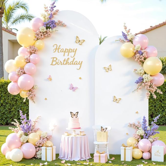 White Photo Arch Backdrop Cover Set of 2 Spandex 7.2 and 6ft White Arch Covers Stretchy Backdrop Wedding Balloon Arch Stand Covers for Birthday Party Baby Shower Bridal Shower Arches Background